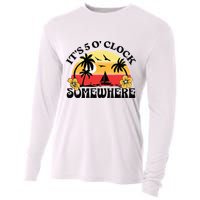 Its 5 O’clock Somewhere Summer Retro Sunset Drinking Cooling Performance Long Sleeve Crew