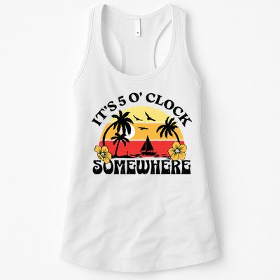 Its 5 O’clock Somewhere Summer Retro Sunset Drinking Womens Tank Top