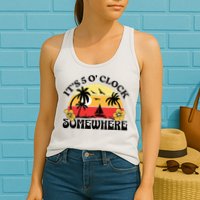 Its 5 O’clock Somewhere Summer Retro Sunset Drinking Womens Tank Top