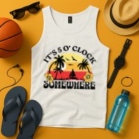 Its 5 O’clock Somewhere Summer Retro Sunset Drinking Tank Top