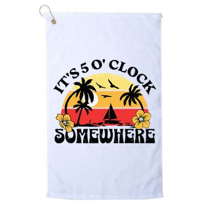 Its 5 O’clock Somewhere Summer Retro Sunset Drinking Golf Towel