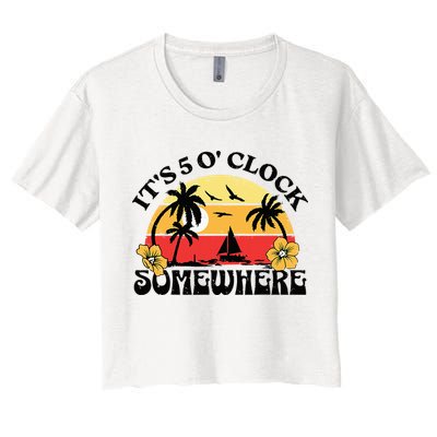 Its 5 O’clock Somewhere Summer Retro Sunset Drinking Crop Top