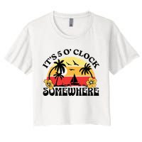 Its 5 O’clock Somewhere Summer Retro Sunset Drinking Crop Top