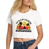 Its 5 O’clock Somewhere Summer Retro Sunset Drinking Crop Top
