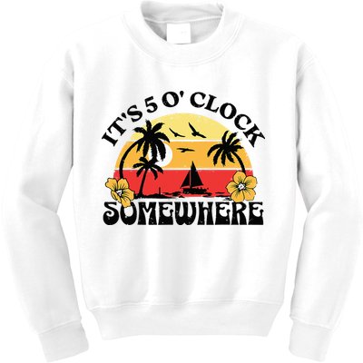 Its 5 O’clock Somewhere Summer Retro Sunset Drinking Kids Sweatshirt