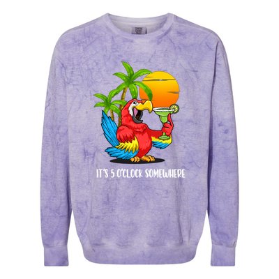 Its 5 Oclock Somewhere Parrot Beach Vacation Happy Colorblast Crewneck Sweatshirt