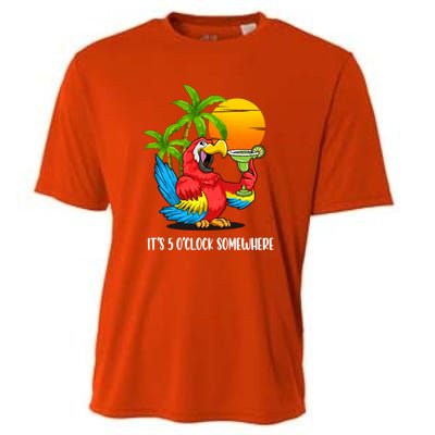 Its 5 Oclock Somewhere Parrot Beach Vacation Happy Cooling Performance Crew T-Shirt