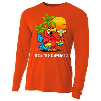 Its 5 Oclock Somewhere Parrot Beach Vacation Happy Cooling Performance Long Sleeve Crew