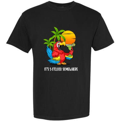 Its 5 Oclock Somewhere Parrot Beach Vacation Happy Garment-Dyed Heavyweight T-Shirt