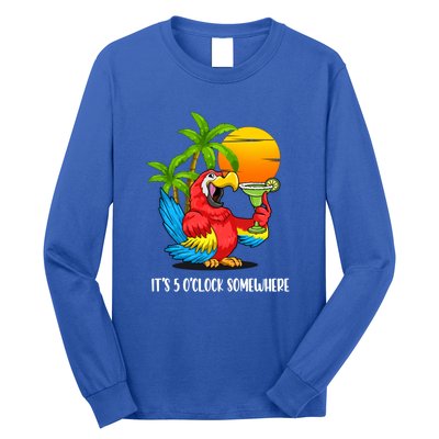 Its 5 Oclock Somewhere Parrot Beach Vacation Happy Long Sleeve Shirt