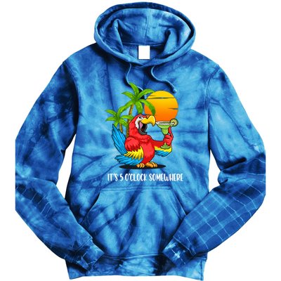 Its 5 Oclock Somewhere Parrot Beach Vacation Happy Tie Dye Hoodie