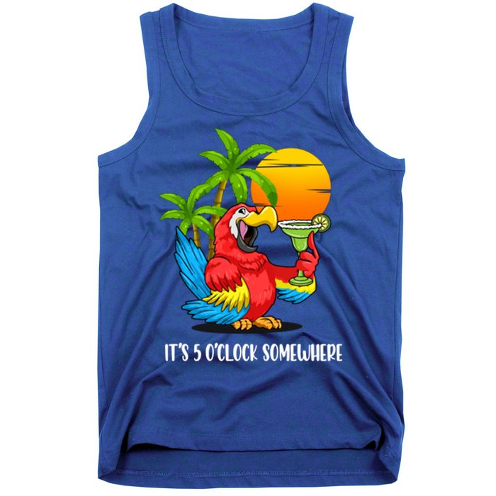 Its 5 Oclock Somewhere Parrot Beach Vacation Happy Tank Top