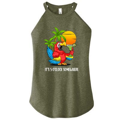 Its 5 Oclock Somewhere Parrot Beach Vacation Happy Women’s Perfect Tri Rocker Tank