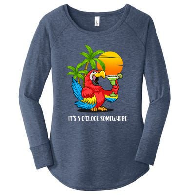 Its 5 Oclock Somewhere Parrot Beach Vacation Happy Women's Perfect Tri Tunic Long Sleeve Shirt