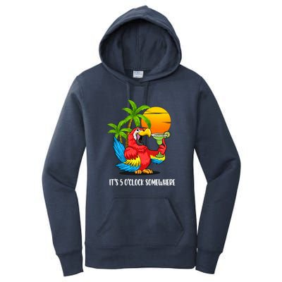 Its 5 Oclock Somewhere Parrot Beach Vacation Happy Women's Pullover Hoodie