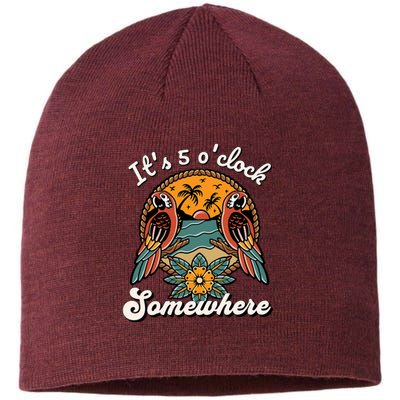 Its 5 O’clock Somewhere Parrot Summer Beach Sunset Drinking Sustainable Beanie