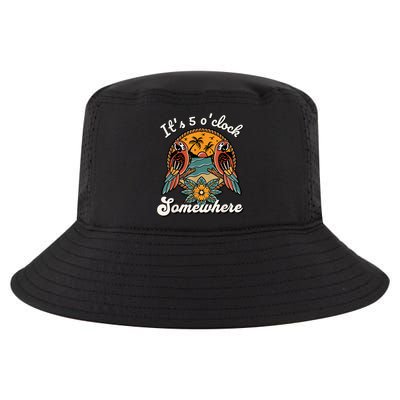 Its 5 O’clock Somewhere Parrot Summer Beach Sunset Drinking Cool Comfort Performance Bucket Hat
