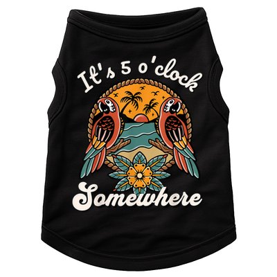 Its 5 O’clock Somewhere Parrot Summer Beach Sunset Drinking Doggie Tank