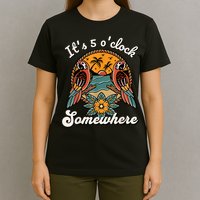 Its 5 O’clock Somewhere Parrot Summer Beach Sunset Drinking T-Shirt