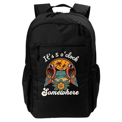 Its 5 O’clock Somewhere Parrot Summer Beach Sunset Drinking Backpack