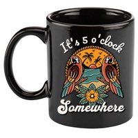 Its 5 O’clock Somewhere Parrot Summer Beach Sunset Drinking 11oz C Handle Ceramic Mug