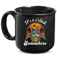 Its 5 O’clock Somewhere Parrot Summer Beach Sunset Drinking 15oz Campfire Ceramic Mug