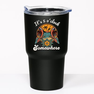 Its 5 O’clock Somewhere Parrot Summer Beach Sunset Drinking Tumbler