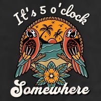 Its 5 O’clock Somewhere Parrot Summer Beach Sunset Drinking Microfiber Hand Towel