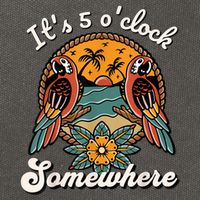 Its 5 O’clock Somewhere Parrot Summer Beach Sunset Drinking Cotton Canvas Backpack