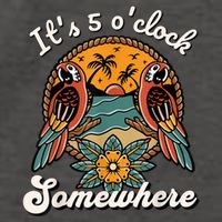 Its 5 O’clock Somewhere Parrot Summer Beach Sunset Drinking Vector Backpack
