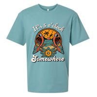 Its 5 O’clock Somewhere Parrot Summer Beach Sunset Drinking Sueded Cloud Jersey T-Shirt