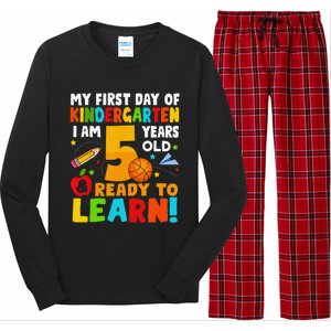 Im 5 Ready To Learn My First Day Of School Kindergarten Long Sleeve Pajama Set