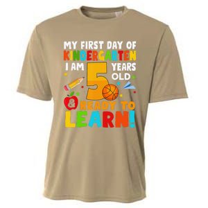 Im 5 Ready To Learn My First Day Of School Kindergarten Cooling Performance Crew T-Shirt