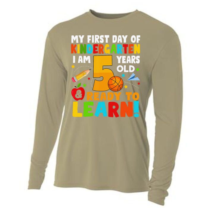 Im 5 Ready To Learn My First Day Of School Kindergarten Cooling Performance Long Sleeve Crew