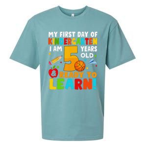 Im 5 Ready To Learn My First Day Of School Kindergarten Sueded Cloud Jersey T-Shirt