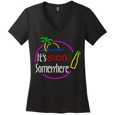 Its 5 Somewhere Funny Bar Partying Drinking Women's V-Neck T-Shirt