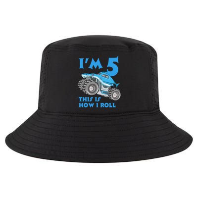 I'm 5 This Is How I Roll Shark Monster Truck 5th Birthday Cool Comfort Performance Bucket Hat