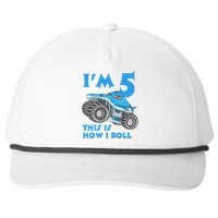 I'm 5 This Is How I Roll Shark Monster Truck 5th Birthday Snapback Five-Panel Rope Hat