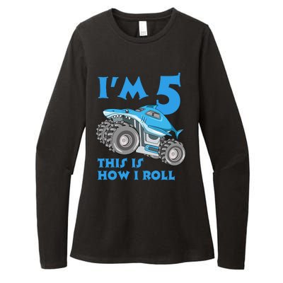 I'm 5 This Is How I Roll Shark Monster Truck 5th Birthday Womens CVC Long Sleeve Shirt