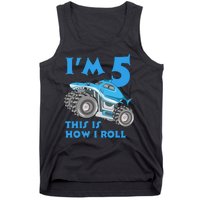 I'm 5 This Is How I Roll Shark Monster Truck 5th Birthday Tank Top