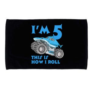 I'm 5 This Is How I Roll Shark Monster Truck 5th Birthday Microfiber Hand Towel