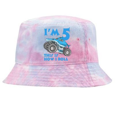 I'm 5 This Is How I Roll Shark Monster Truck 5th Birthday Tie-Dyed Bucket Hat