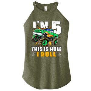 Im 5 This Is How I Roll Monster Truck 5th Birthday Boy Women's Perfect Tri Rocker Tank