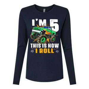 Im 5 This Is How I Roll Monster Truck 5th Birthday Boy Womens Cotton Relaxed Long Sleeve T-Shirt