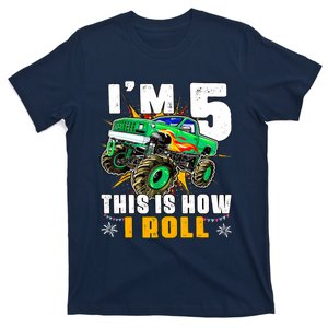 Im 5 This Is How I Roll Monster Truck 5th Birthday Boy T-Shirt