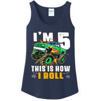 Im 5 This Is How I Roll Monster Truck 5th Birthday Boy Ladies Essential Tank