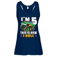 Im 5 This Is How I Roll Monster Truck 5th Birthday Boy Ladies Essential Flowy Tank