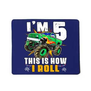 Im 5 This Is How I Roll Monster Truck 5th Birthday Boy Mousepad