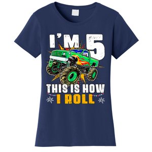 Im 5 This Is How I Roll Monster Truck 5th Birthday Boy Women's T-Shirt