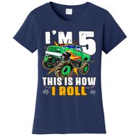 Im 5 This Is How I Roll Monster Truck 5th Birthday Boy Women's T-Shirt